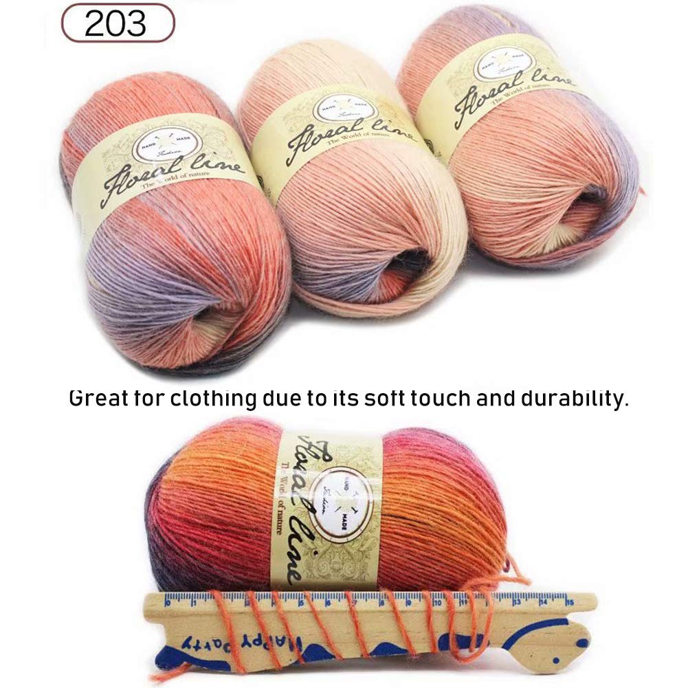 3X 100g Rainbow Wool Yarn Balls Chunky Knit Double Pom Pom Coloured Chunky Wool with 3 Crochet Hooks, 2 Needles - Image 2