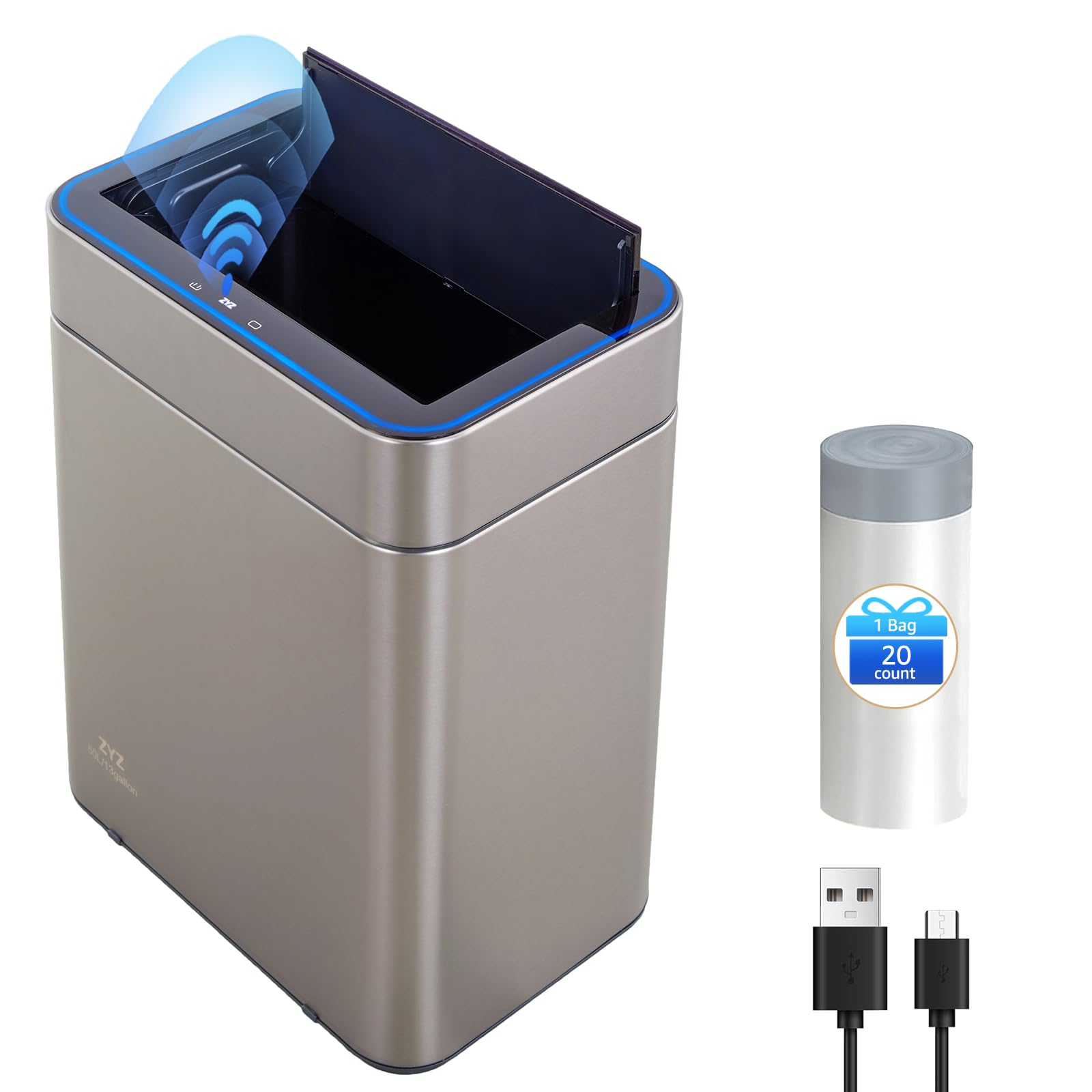 Amazon.com: Kitchen Trash Can 13 Gallon with Lid, Stainless Steel
