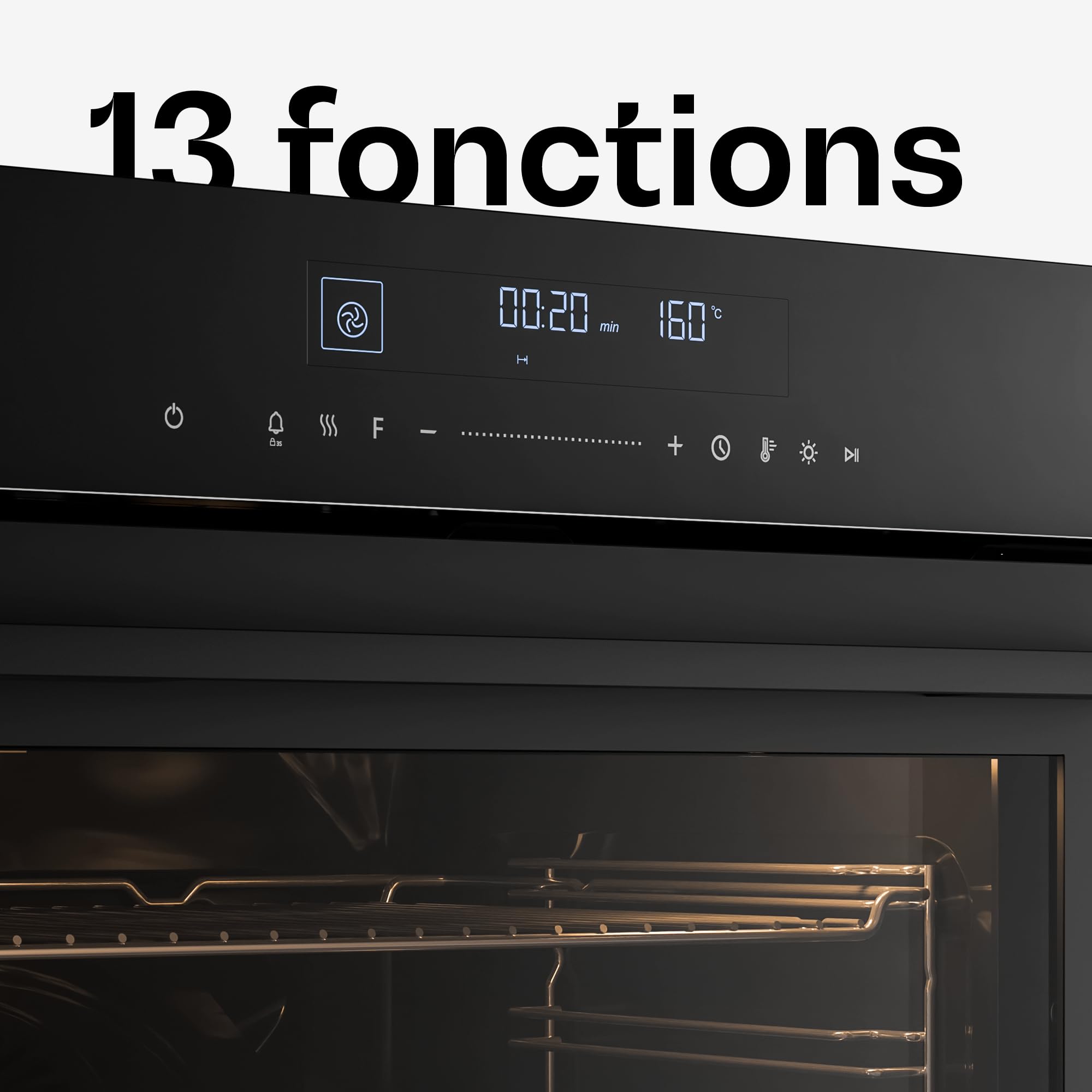 Klarstein Velaire Four Encastrable 60 cm - 74L, 13 Modes, Classe A+, Commandes Tactiles, Nettoyage Facile, Four Électrique Encastrable, Minuterie, Noir