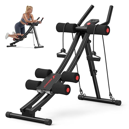 MERACH Ab Machine, Adjustable Ab Trainer Machine, Ab Workout Equipment for Home Gym, Ergonomic Arc Track for Better Abs, Foldable Workout Machine for Full Body Workout Home Exercise