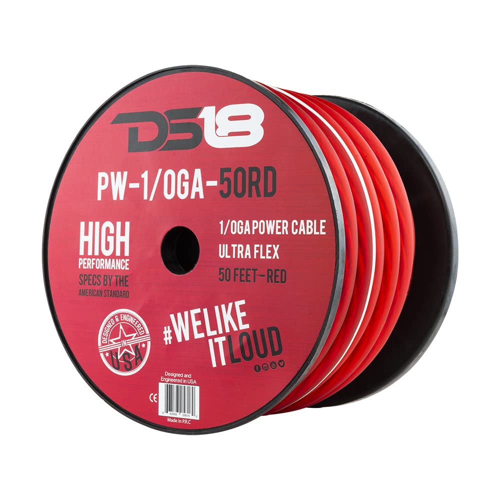 Amazon.com: DS18 PW-0GA-50RD 0 Gauge 50 Feet Power Cable (Red