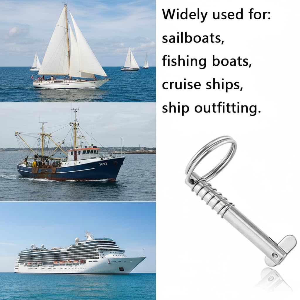 Perno a Sgancio Rapido, 4 Pezzi Perni a Molla Marina in Acciaio Inossidabile 316, Perni a Linguetta per Barche per Le Cerniere del Ponte Superiore della Nave Bimini Ferramenta 6,3 mm x 51 mm