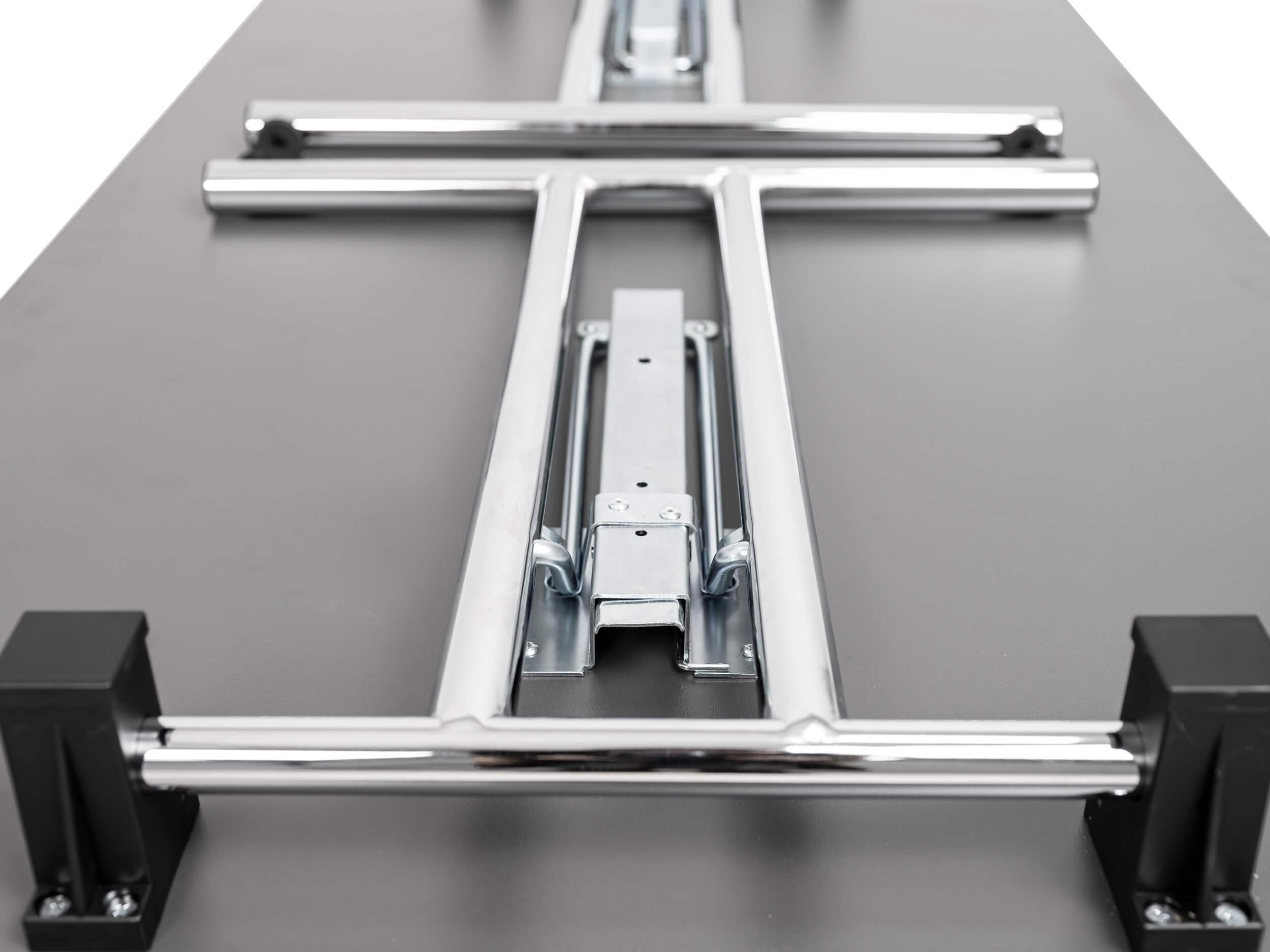 Besprechungstisch klappbar, Klapptisch Gestell Chrom gerader Fuß, Schreibtisch Maße 140x80 oder 160x80cm, Konferenztisch platzsparend stapelbar, hauseigene Fertigung (Anthrazit, 160 x 80 cm)