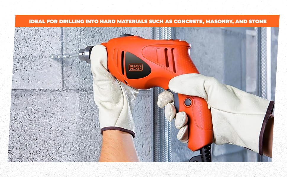 BLACK+DECKER HD400K50 550W 10mm Corded Non-Reversible Impact Drill Machine Kit for Home & DIY Use (50 Accessories Kitbox) for drilling Wood, Metal & Concrete, 1 Year Warranty, ORANGE & BLACK 4