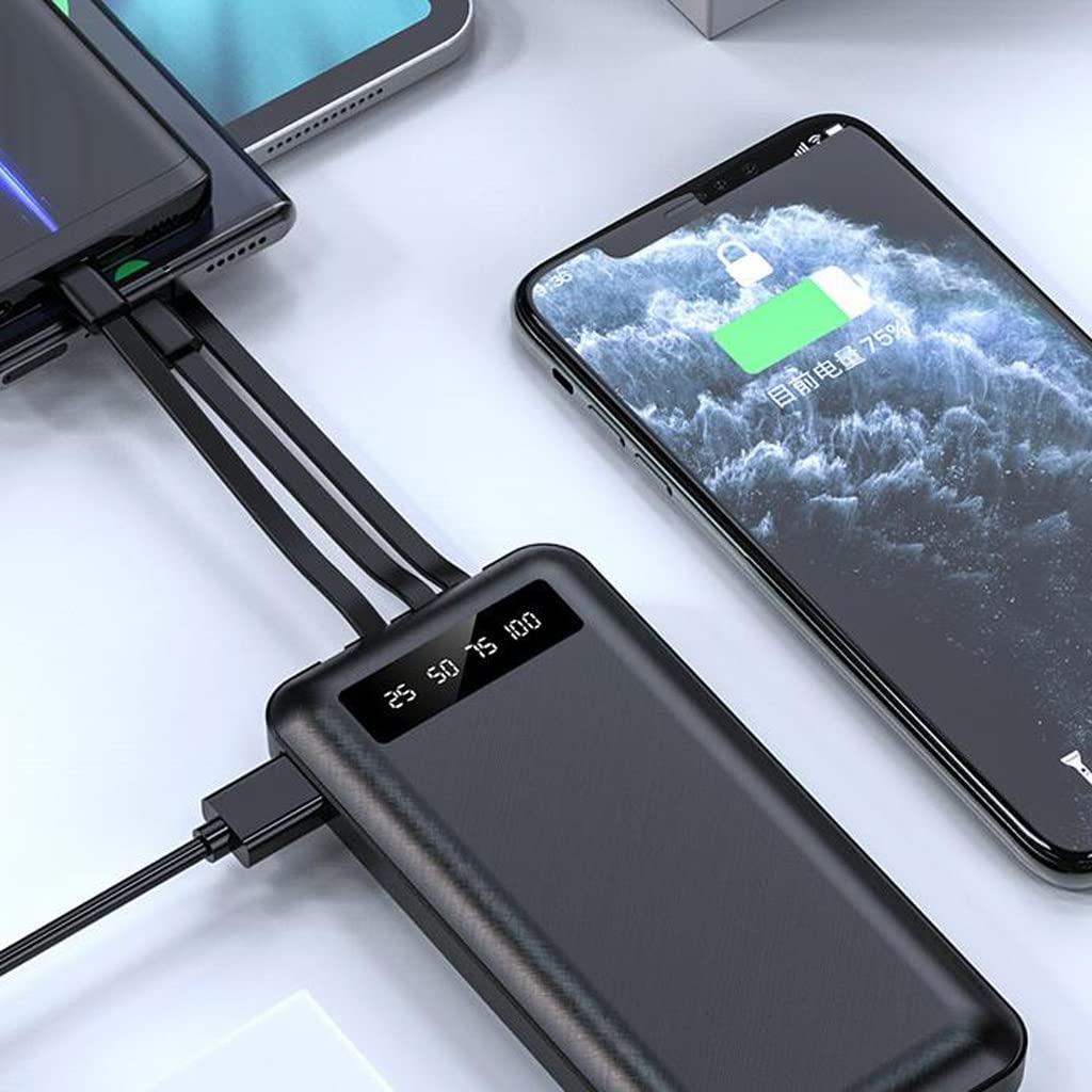 JJJ Mini Fast Charge jest wyposażony w Line Sharing Power Bank 20 000 mAh światło i przenośny powerbank o dużej pojemności (kolor: czarny, rozmiar: 10 000 mAh)