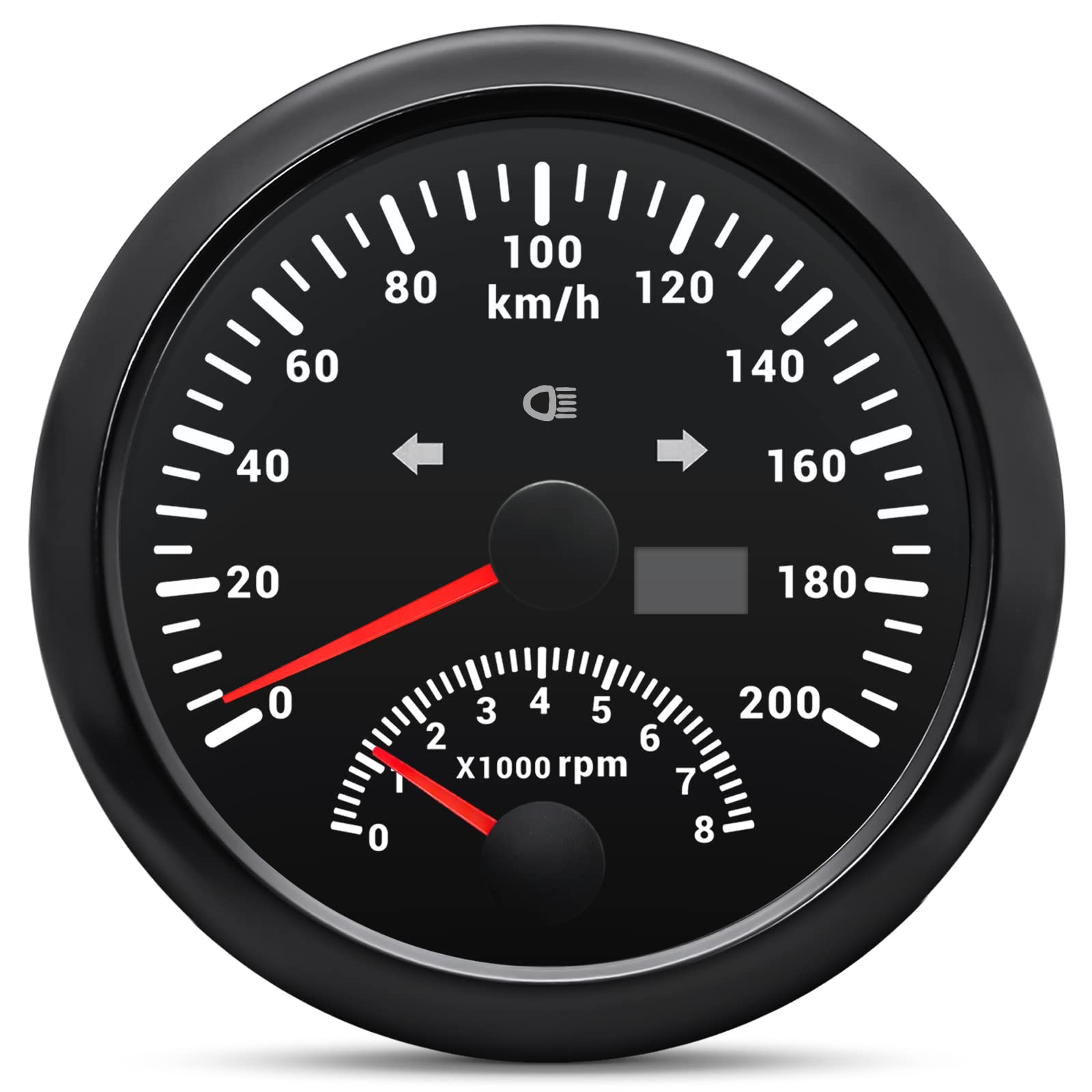 85mm GPS Geschwindigkeitsmesser 0-200 km/h mit Drehzahlmesser 8000RPM, 7 Farben LED Display für Auto, Boot, Truck
