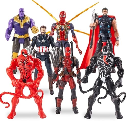 Set of 7 pcs Superhero Toys, Collectible Action Figures 7-Inch Gift for Kids and Fans Obsessed with Character Collections, Super Hero Series Exclusive Figure Set