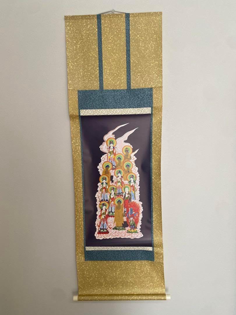 掛け軸 十三仏画 大日如来 時代物 箱あり 仏画 仏教美術 掛軸 木版画