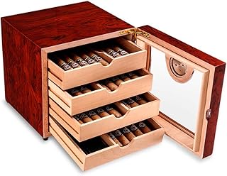 Humidors Four-Layer Cigar Box Cigar Humidor Mellow Cedar Wood Four-Layer Large Capacity Humidor Cigar Box, Piano Paint