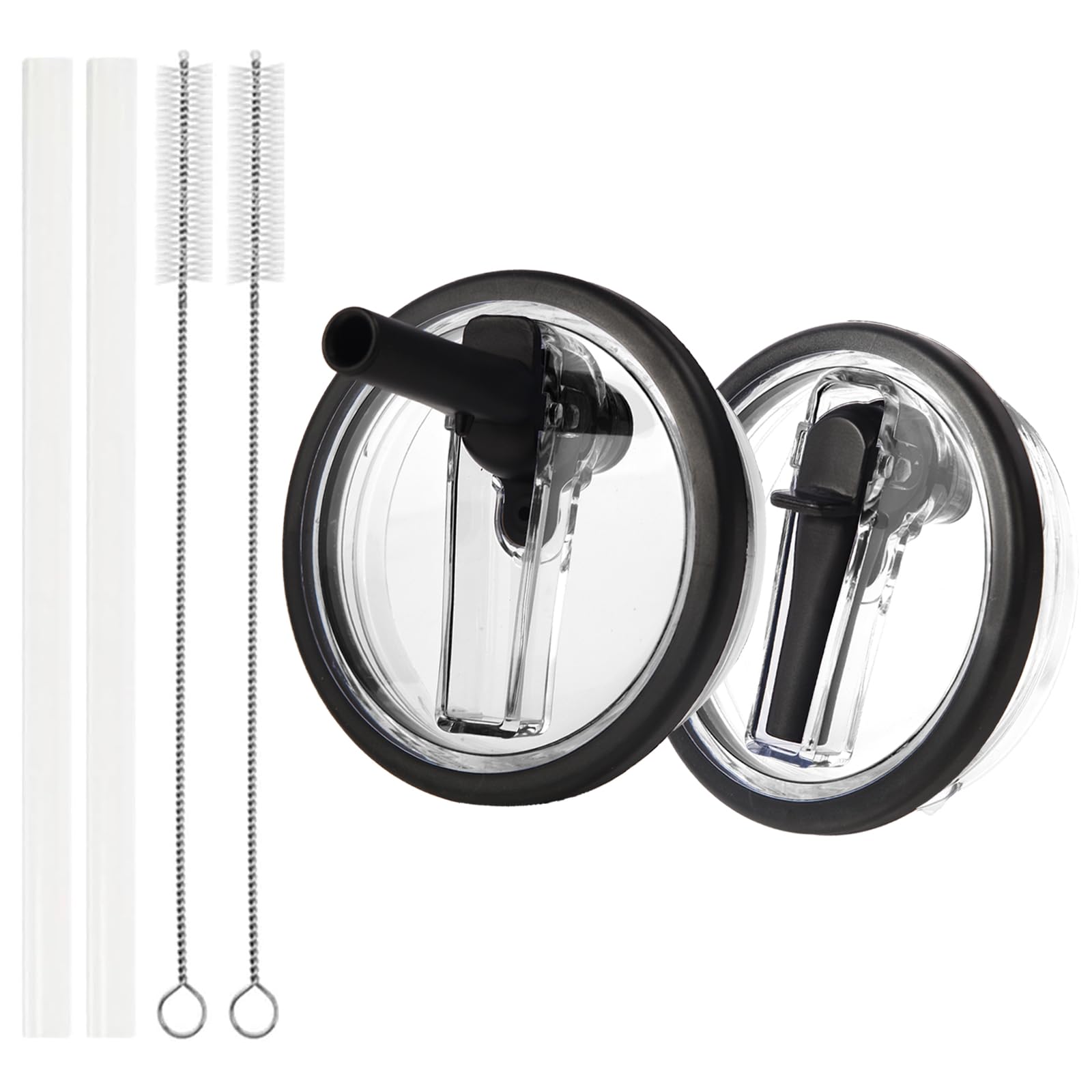 2 Pack 40 oz Lid Replacement, Flip-top Leak & Splash-Proof Straw Cover, Cup Straw Cover Compatible with Stanley 40 oz Insulated Tumbler Lid （Black）
