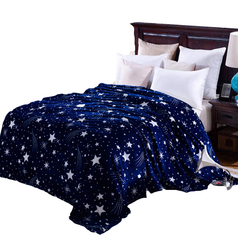 Coperta Letto Stelle Luminose In Flanella, 180x200cm – Morbida, Calda, Peluche, Per Divano E Letto - 2