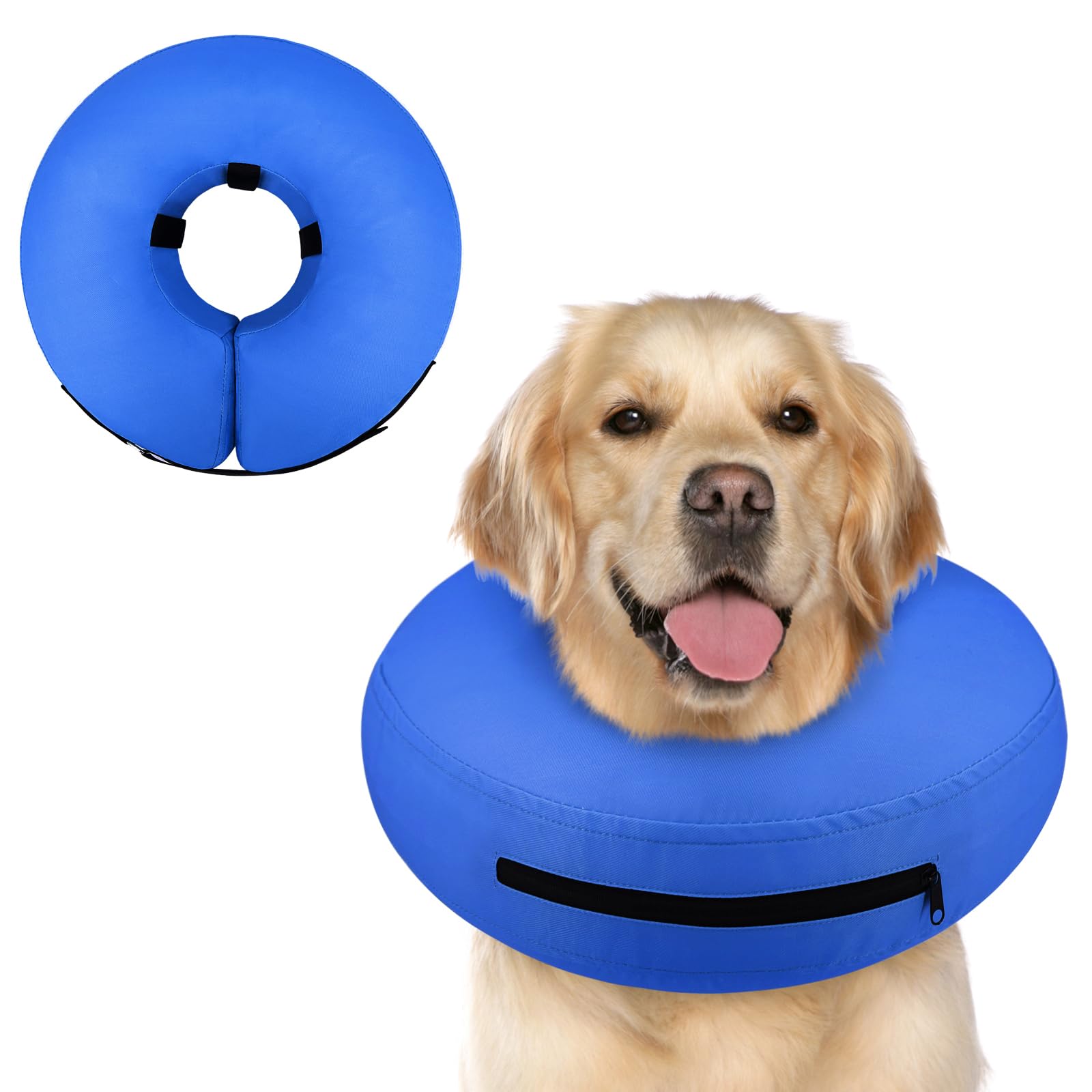 Supet Inflatable Dog Cone Collar Alternative After Surgery, Dog Neck Donut Collar Recovery E Collar to Stop Licking, Soft Dog Cone for Medium Large Dogs