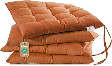 Lavea Seat Cushion 40 x 40 cm, Terracotta, Set of 4, with Fabric Bands, Suitable for Outdoor and Indoor Use, Comfortable and Washable Chair Cushions for Garden, Balcony, Patio & Dining Room