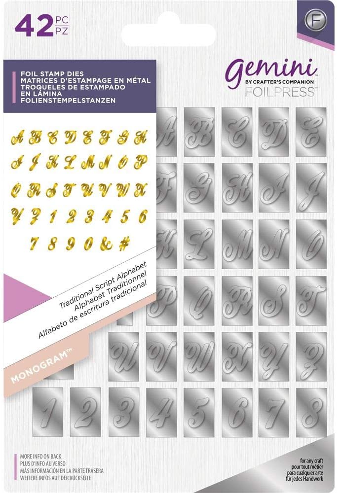 GeminiMonogram Foil Stamp-Traditional Script Alphabet, Silver, One Size