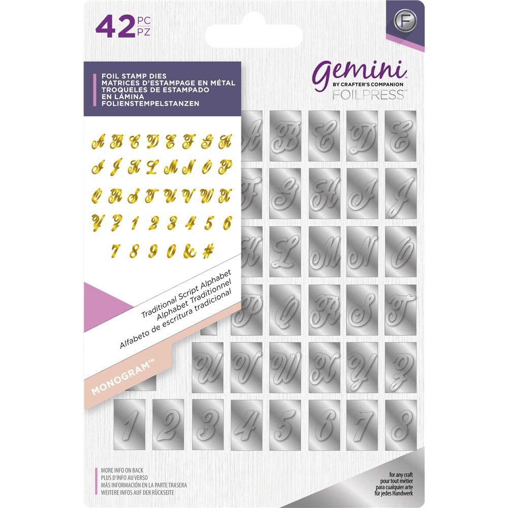 GeminiMonogram Foil Stamp-Traditional Script Alphabet, Silver, One Size
