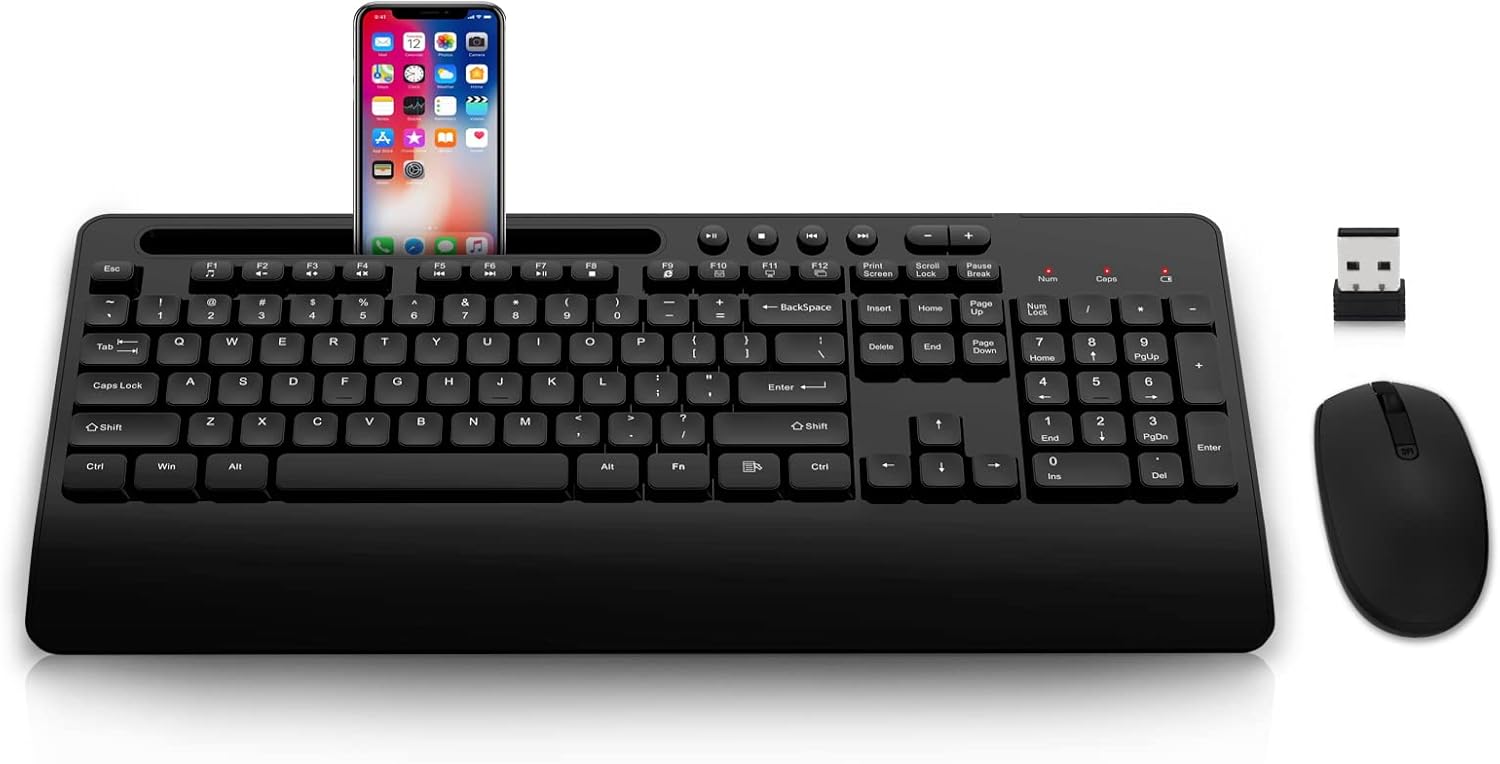 Wireless Keyboard and Mouse Combo, EDJO 2.4G FullSized