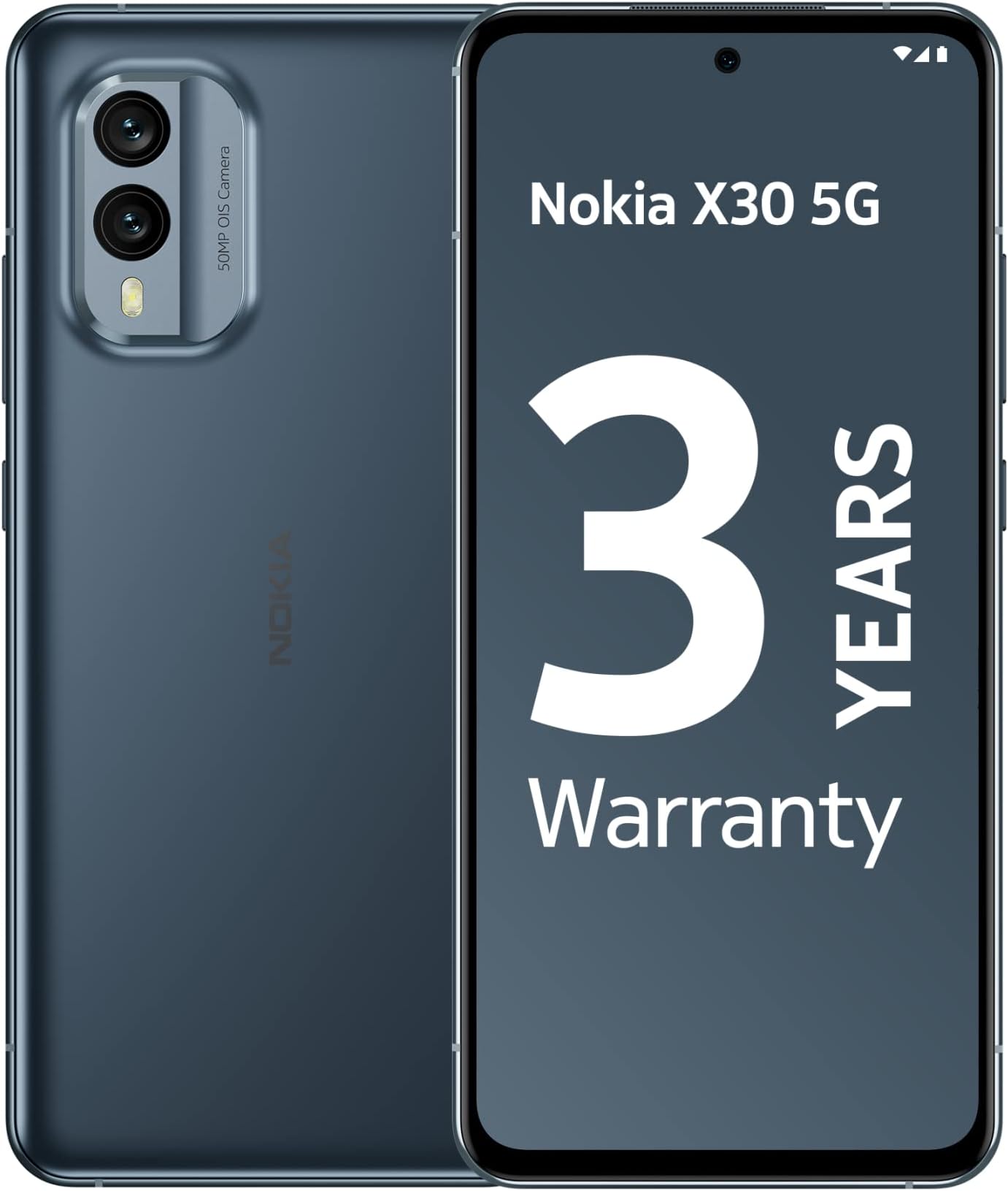 Nokia X30 5G Smartphone, 6GB RAM, 128GB ROM, 6.43” FHD+ AMOLED Display, 90Hz refresh rate, 3 years warranty, OS and monthly security updates, 50MP camera, super-fast 33W charging support - Blue