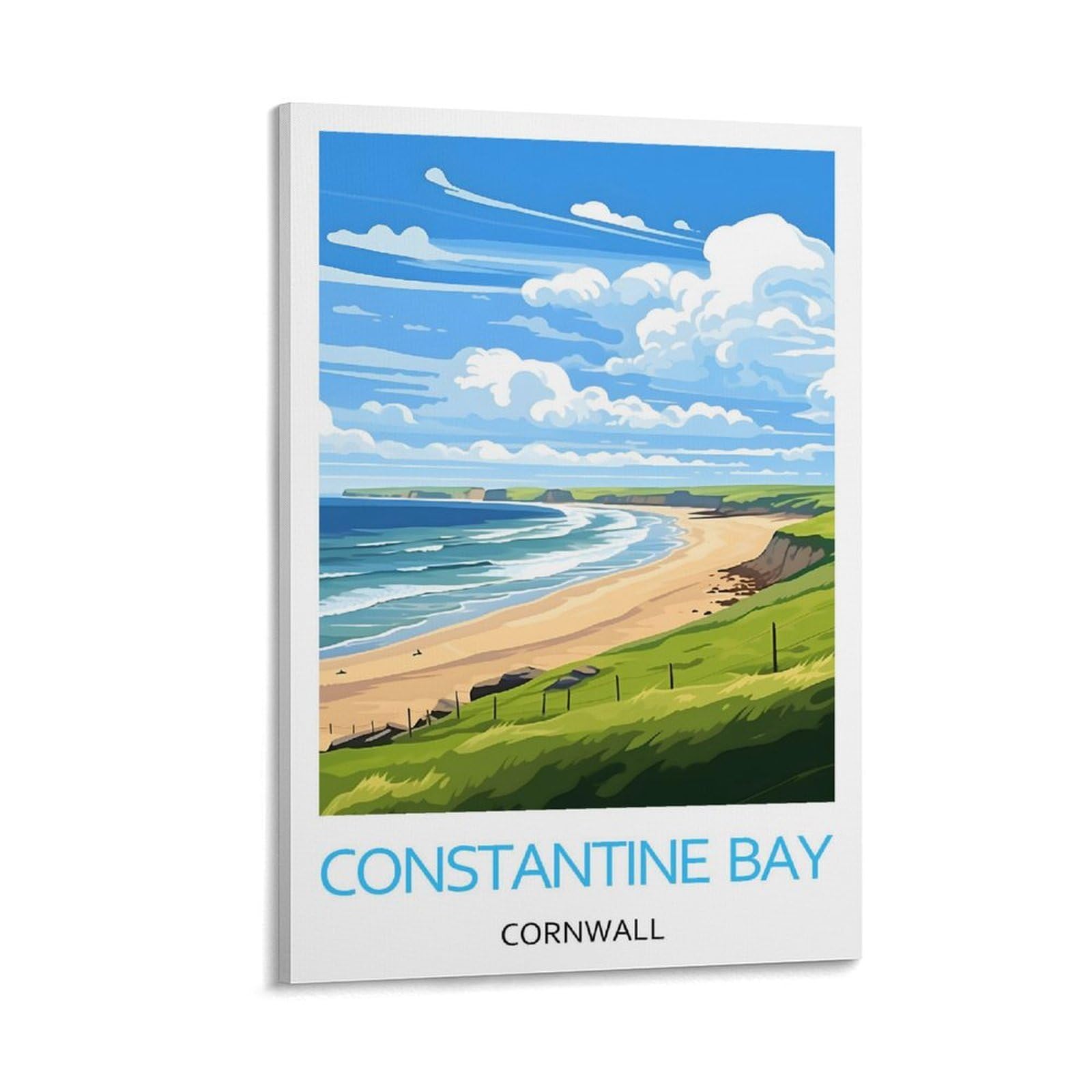 Yjneng Framed Canvas Art Picture Constantine Bay Cornwall. Wall Decor Art Painting Posters Modern Family Decorative Poster 20X30inch(50X75cm)