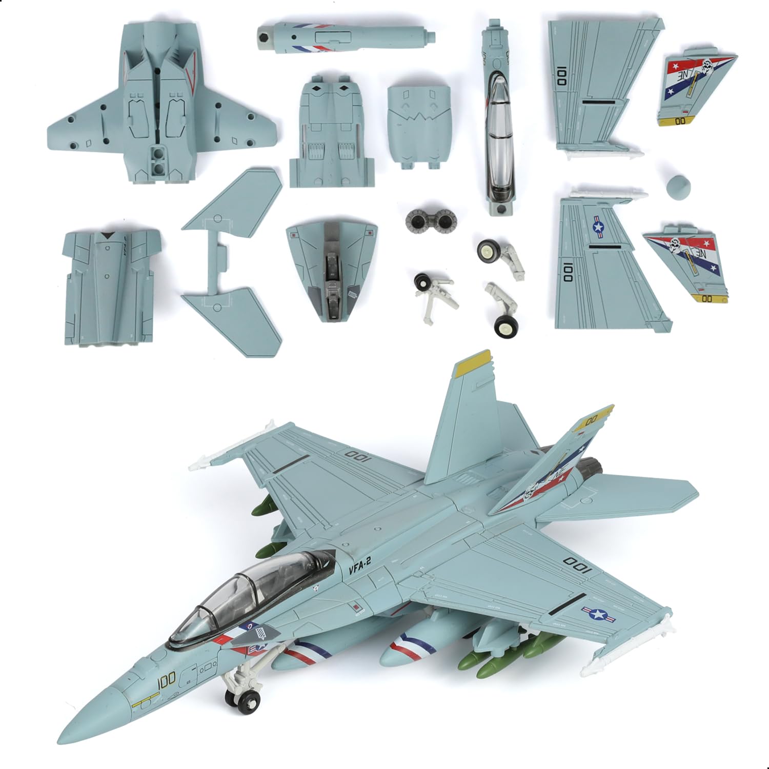 SEBUNAS 1:72 Scale F/A-18F VFA-2 Bounty Hunters Fighter Jet Quick Build Model Kit Plastic F18 Toy Aeroplane Assembly Aircraft Model with Stand – Children's Gift, Ideal for Christmas (36 Pieces)
