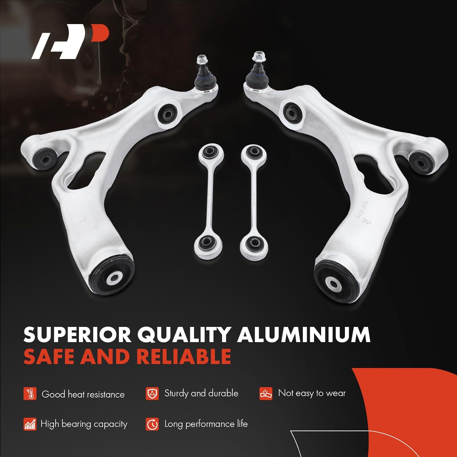 A-Premium Set of 6, Front Upper & Lower Control Arm, Sway Bar Link, Compatible with Audi Q7 2011 2012 2013 2014 2015