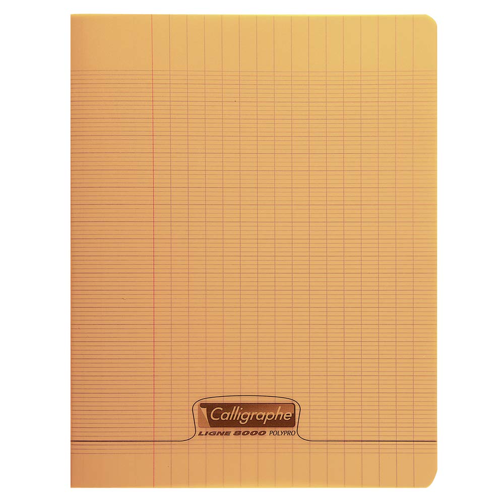 Calligrapher 18108C An Orange Stapled Notebook (a Clairefontaine Brand), 17x22 cm, 48 Seyes Tricolore Pages, 90 g White Paper