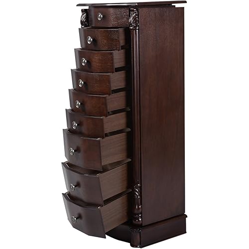 Giantex Wood Jewelry Cabinet Armoire Box Storage Chest Stand Organizer Necklace