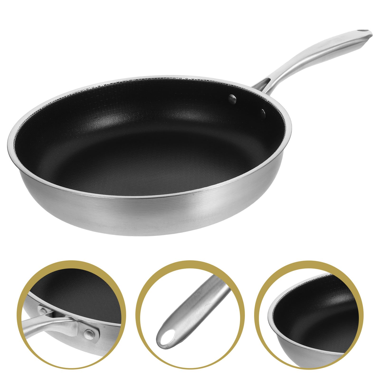 UKCOCO Padella in Acciaio Inox con Struttura Nido d Ape Antiscivolo Padella Antiaderente per Uova e Bistecche Adatta Induzione e Fornelli Gas