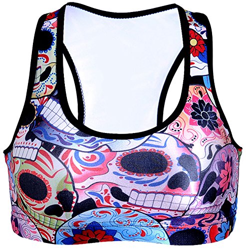 Image of Sister Amy Women's Aerobics Gym Dance Yoga Vest Printed Sports Bra Top Vest