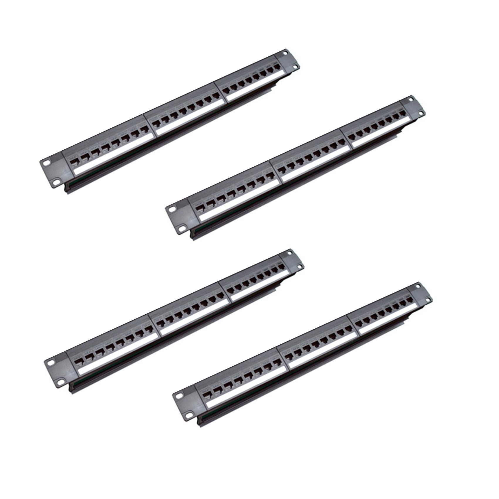 4X 19 Pouces 1U Armoire Rack Pass-Through 24 Ports CAT6 Panneau de Brassage Port de Contact RJ45 (Port de Contact RJ45) Cadre Modulaire