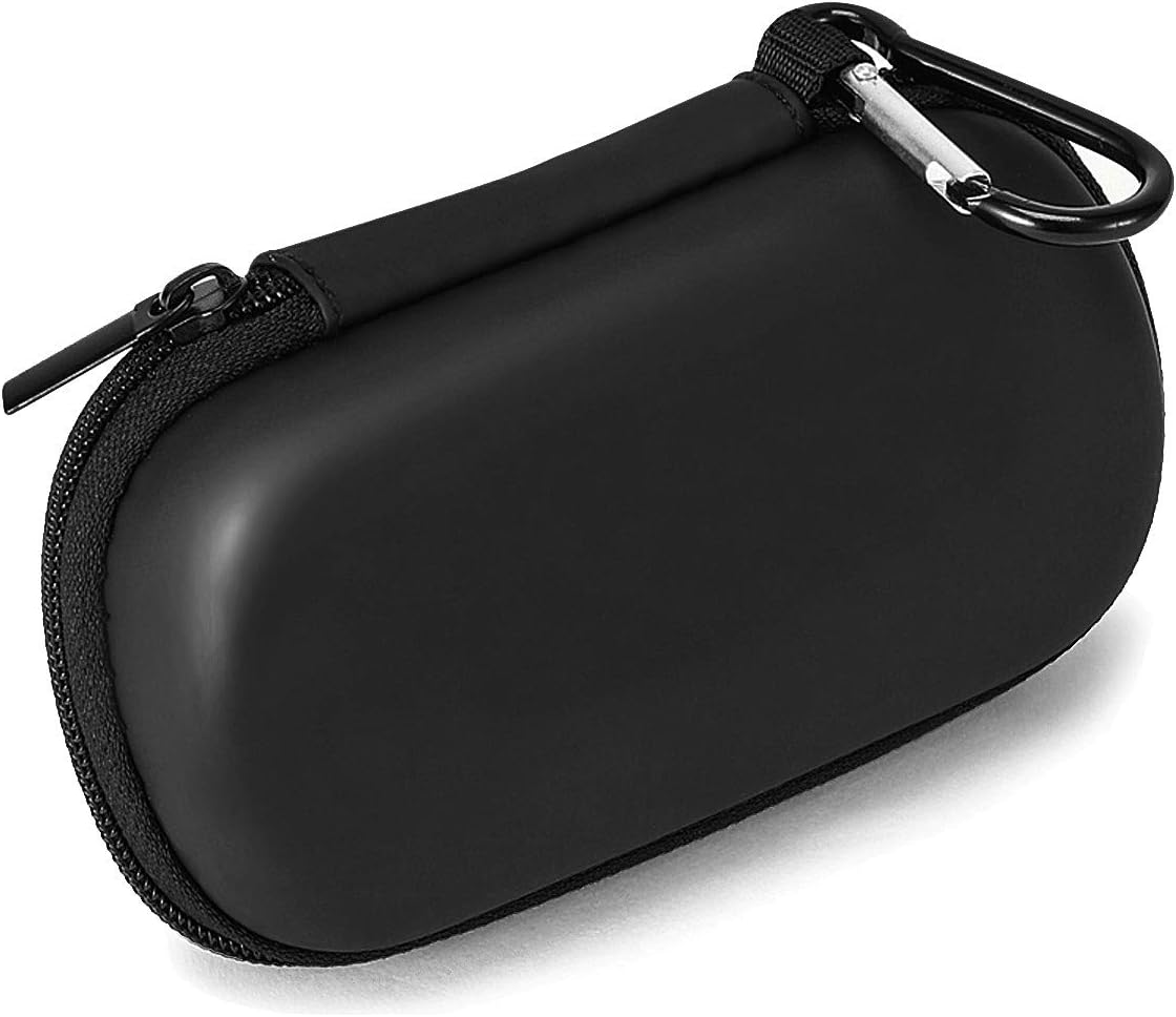 Earbud Case with Carabiner, SoloWIT PU Leather Earphone Carrying Pouch Protection Hard EVA Bag Waterproof for Airpods/Bluetooth Headset/USB Charger Cable/Flash Drive