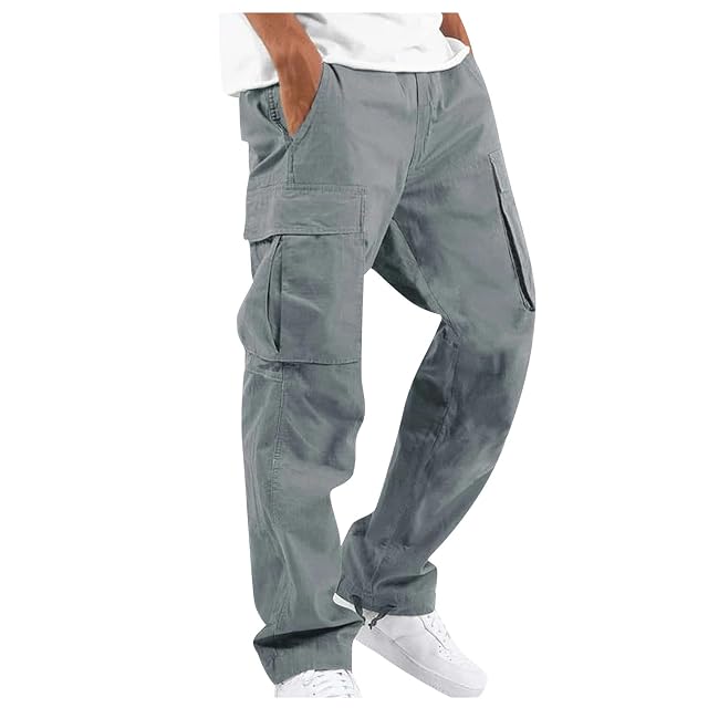 Cargo Work Pants for Men Elastic Waist Hiking Pants Plus Size Athletic Joggers with Multi Pockets Outdoor Tactical