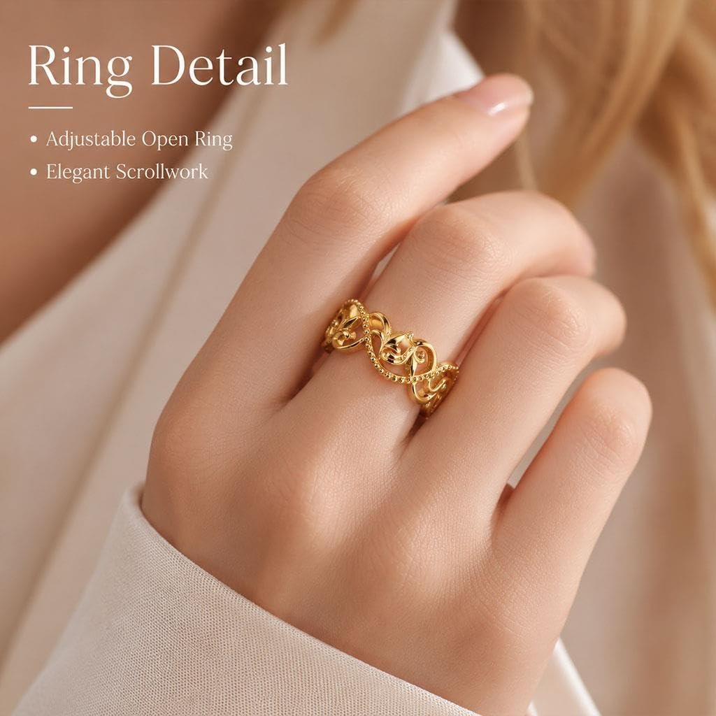 Set Gioielli In Argento A Volute, Con Collana E Anello