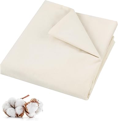 PEASUG 100% Cotton Muslin Fabric, 63 Inch X 2 Yards Unbleached Muslin Linen Fabric by The Yard, Medium Weight Draping Fabrics Suitable for Sewing Embroidery, Garments, Crafts Material-Natural