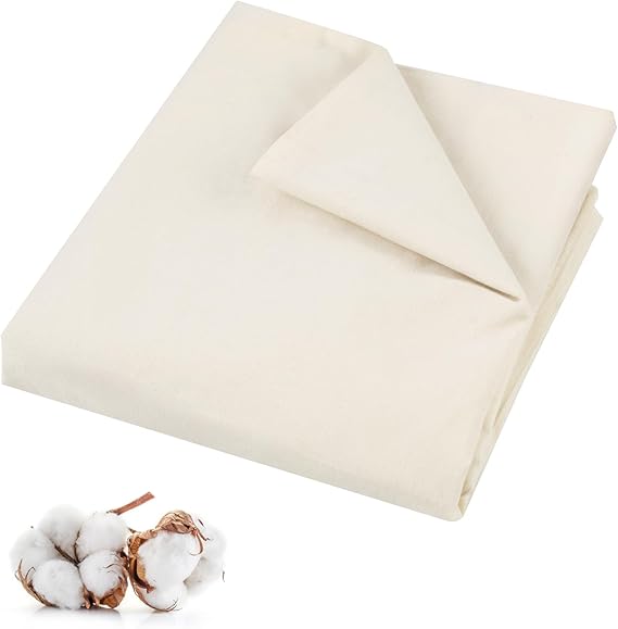 PEASUG 100% Cotton Muslin Fabric, 63 Inch X 2 Yards Unbleached Muslin Linen Fabric by The Yard, Medium Weight Draping Fabrics Suitable for Sewing Embroidery, Garments, Crafts Material-Natural