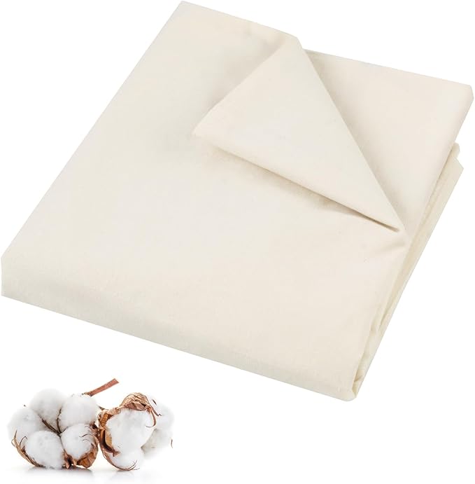 PEASUG 100% Cotton Muslin Fabric, 63 Inch X 2 Yards Unbleached Muslin Linen Fabric by The Yard, Medium Weight Draping Fabrics Suitable for Sewing Embroidery, Garments, Crafts Material-Natural