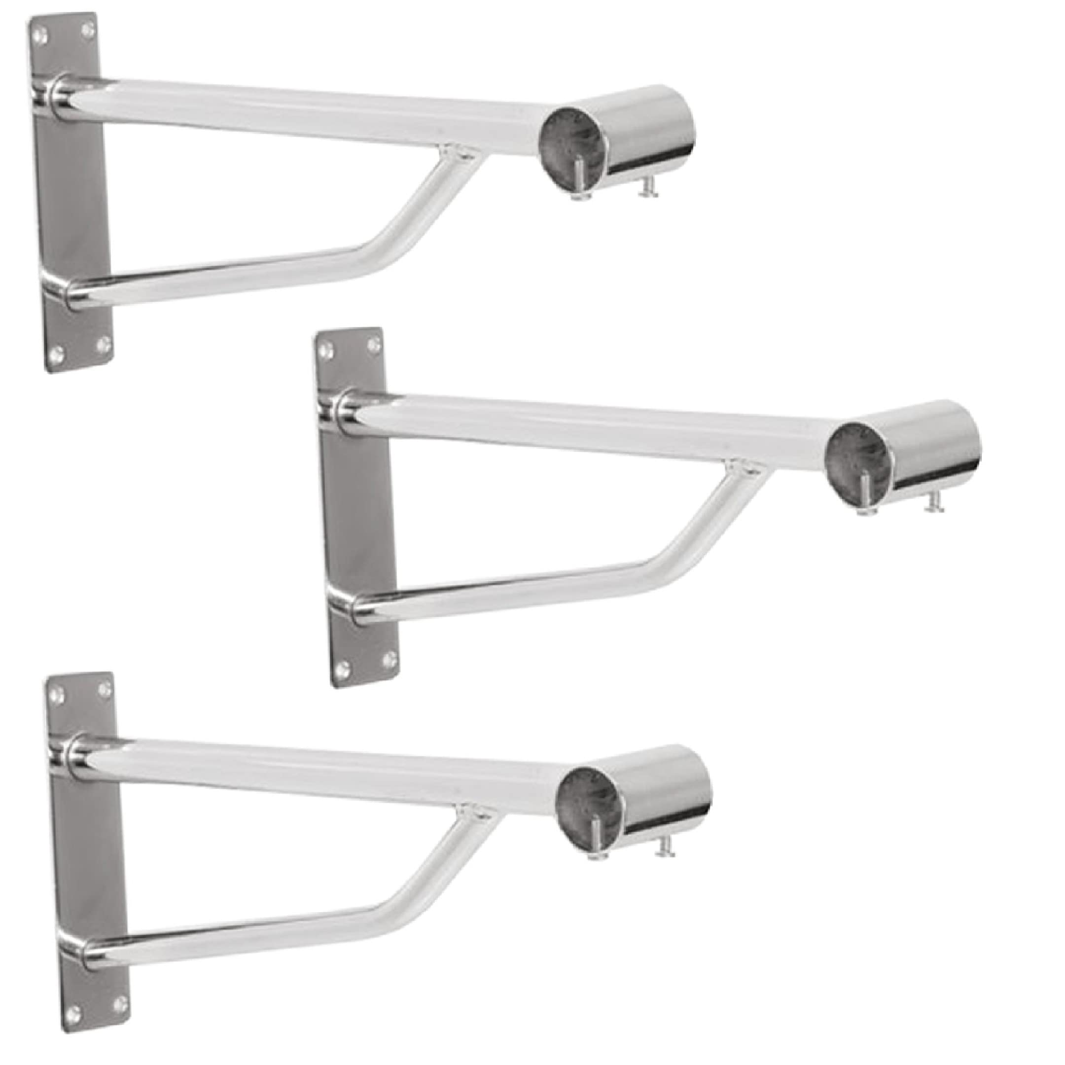 My Shopfittings Chrome 3 X 25Mm Or 1 Inch Premier Heavy Duty Wall Fix Support Arm Bracket For 25Mm Diameter Tube, Walk In Wardrobe Tubing Hanging Rail System For Shops, Home And Retail (3 X 25Mm Tube Bracket)
