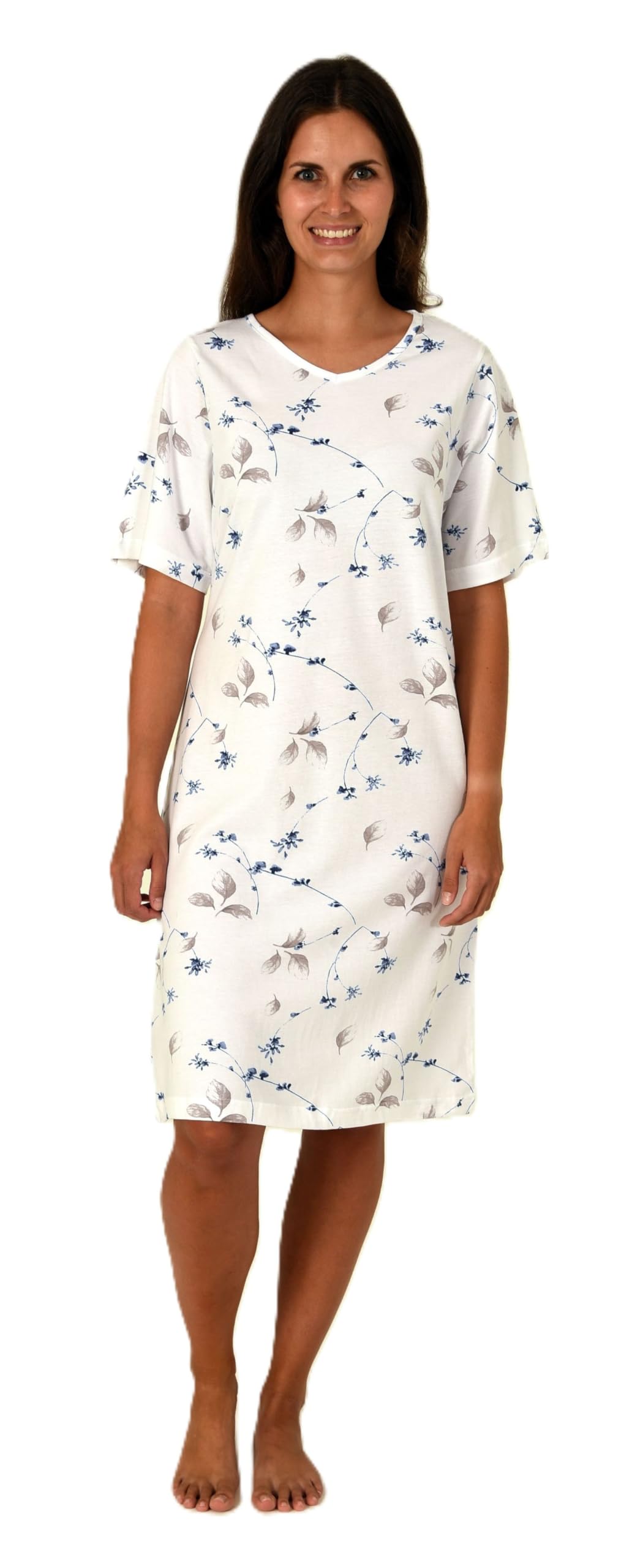 Normann Care Women's Lightblue Nursing Nightdress Short Sleeve, Open Back With Practical Tie Closure, 36-38
