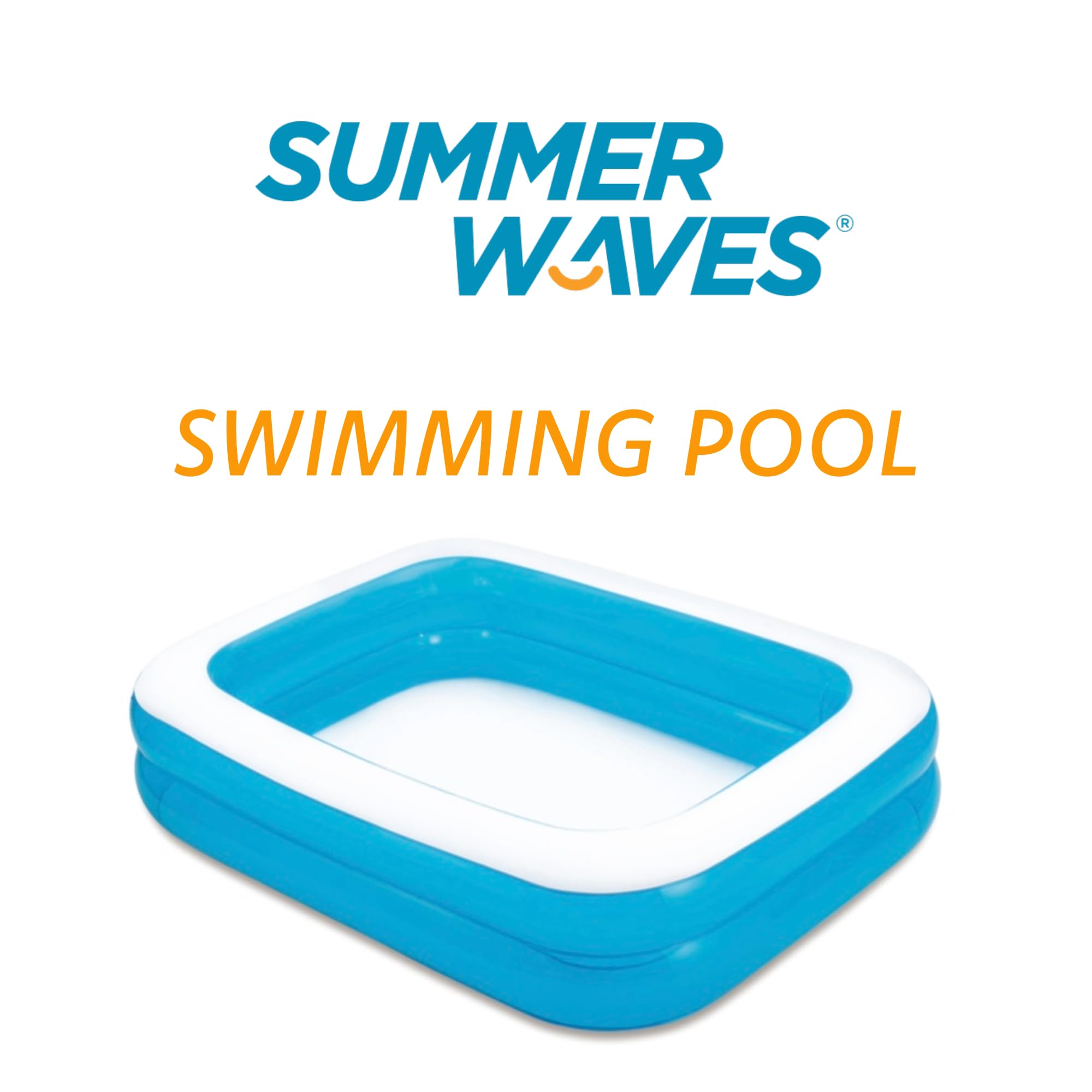 Summer Waves Piscine Familiale, Piscine Gonflable Rectangulaire, 2 M x 1.50 M x 51 CM, Pour Enfants, Multicolore