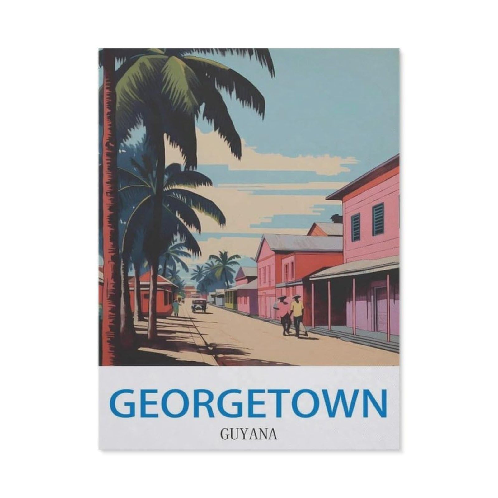BEAYODKP 5D DIY Diamond Painting，Georgetown Guyana，Round Full Drill Crystal Rhinestone Embroidery Cross Stitch Arts Craft Canvas for Home Wall Decor（30 x 40 cm/11.81 x 15.74 inches）-CM82