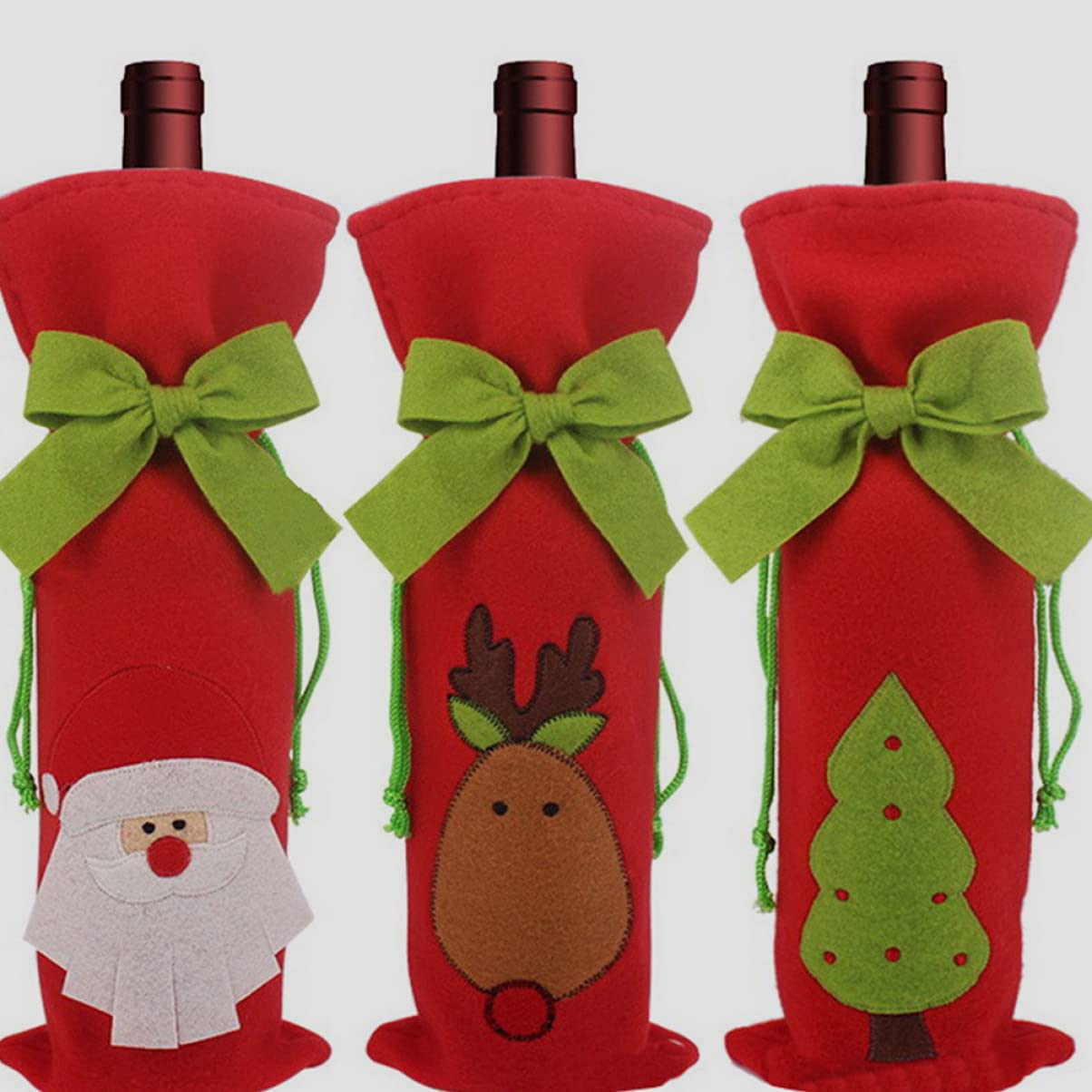 Tofficu 3 Ensembles De Bouteille De Vin De Noël Pochette De Bouteille De Vin De D'Emballage De Vin Housses De Bouteille De Vin De Noël Sacs À Bouteilles 6 pièces * 3
