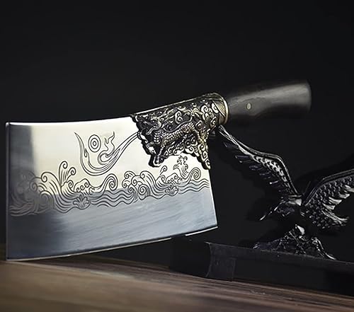 Vista 4 de Meat knife Cleaver, 8.5inch Hand Forged Meat Cleaver Sharp Blade Kitchen Knife China Longquan Kitchen Knife Kitchen Slicing Knife Cooking Tools