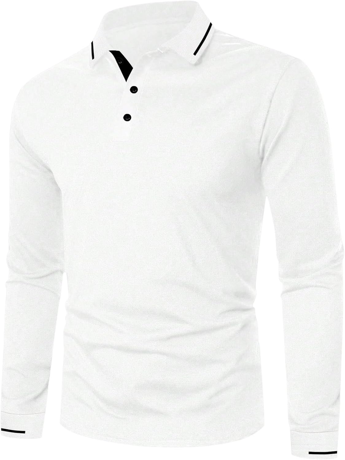 Men's Long Sleeve Golf Shirts Striped Trim Business Casual Old Money Fall Shirt