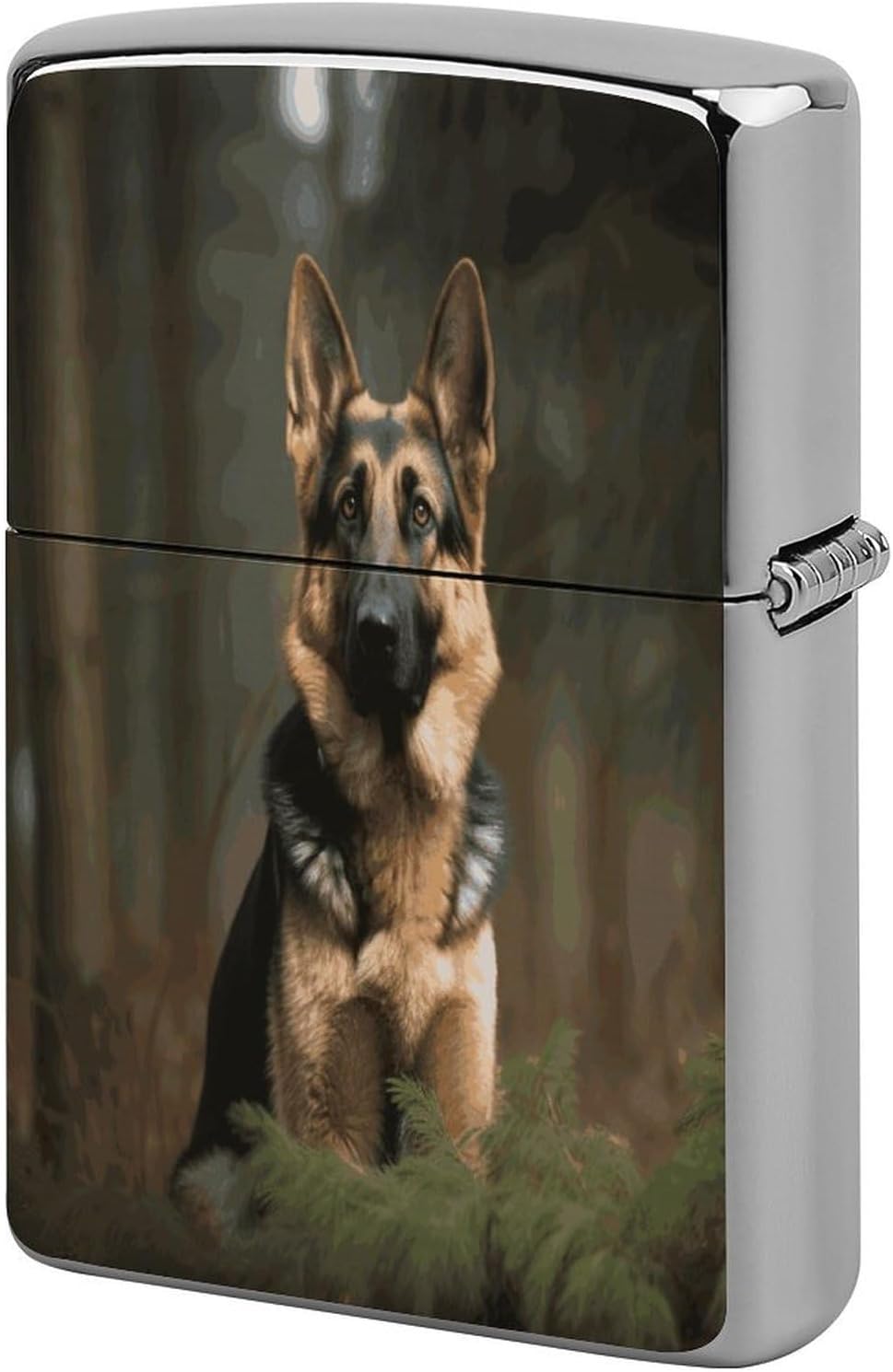 German Shepherd Print Metal Lighter Cover Case, Vintage Cool Lighter Housing Funny Lighters Sleeve for Zippo Men Dad Husband Gift Collect