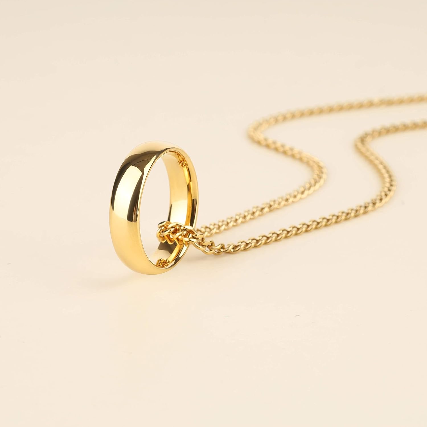 GAVU Men’s Tungsten Ring Necklace, Ring Circle Sivler Pendant Necklace for Men - Image 5