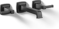 Vista 1 de KOHLER T26432-4-BL RIFF Molde de grifo de lavabo de baño para montaje en pared, negro mate