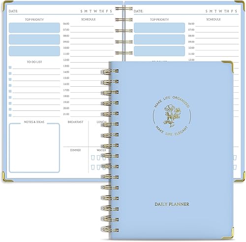 Miniatura 1 de Planificador diario estético sin fecha, agenda de tareas pendientes con horario, agenda de trabajo de tapa dura A5 para mantenerse organizado y