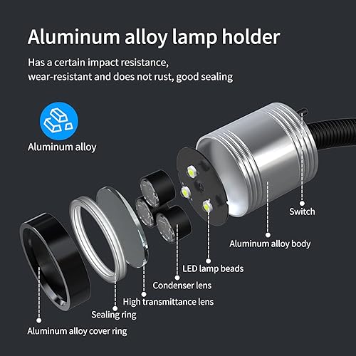 Miniatura 8 de Luz de trabajo flexible, luz de máquina LED, luz de cuello de cisne flexible LED de 900 lúmenes con cuello de cisne flexible de 20 pulgadas, 120