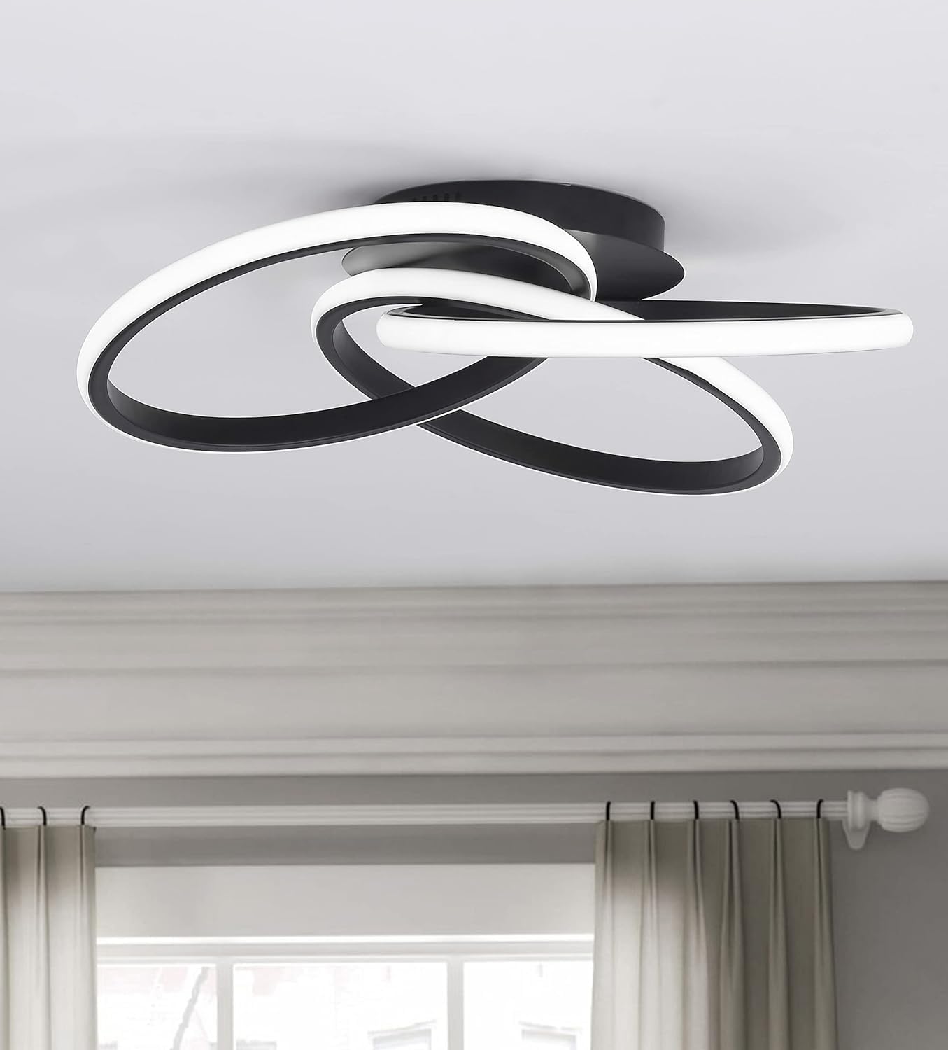 Lampa Sufitowa Dimbare led-plafondlamp met onregelmatige ring Modern dicht bij plafondlamp met acrylkap Semi-inbouw hanglamp voor woonkamer slaapkamer eetkamer hal Biuro