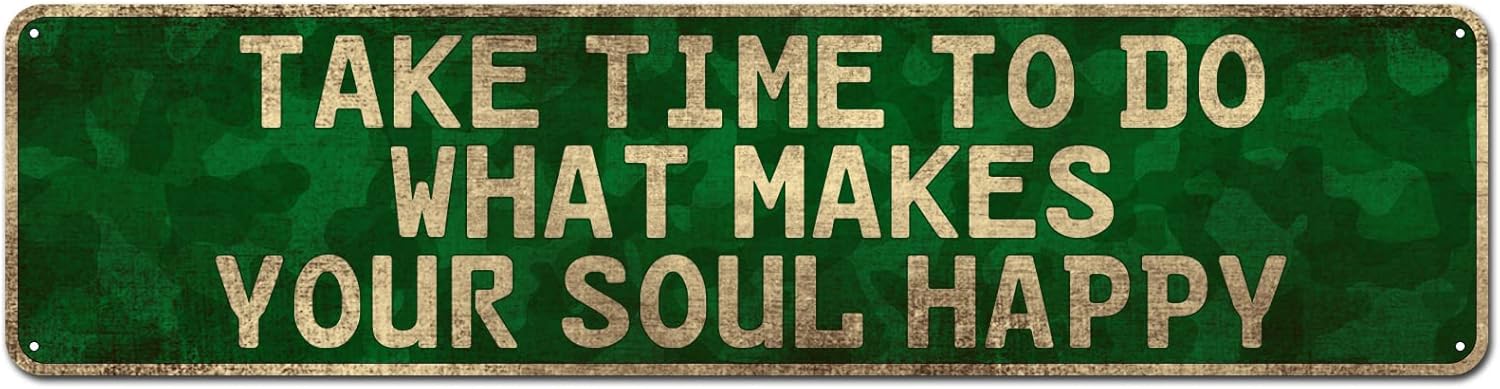 Meditation Room Sign – Take Time to Do What Makes Your Soul Happy, Home Zen Décor, Namaste Wall Décor, Farmhouse Meditation Spiritual Wall Art for Yoga Studio Bathroom Bedroom Gift, 4″ x 16″