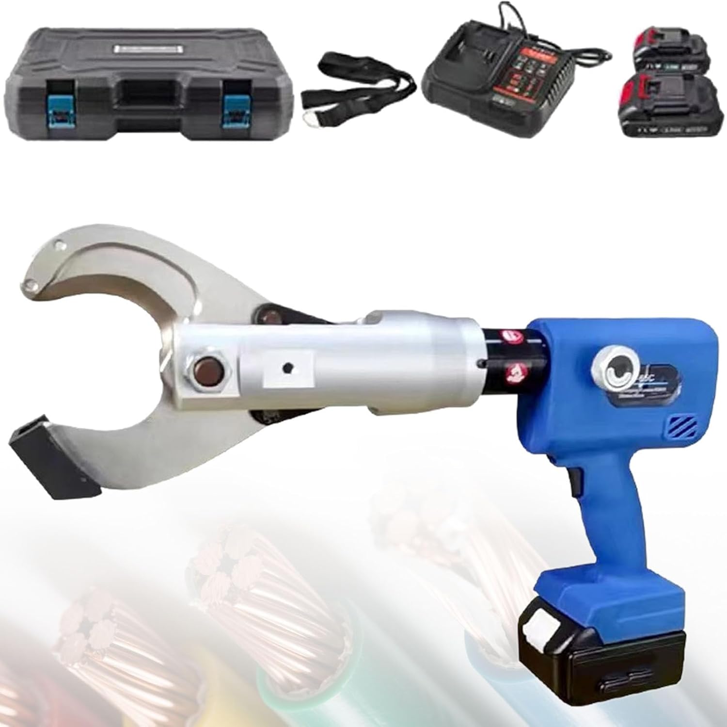 Alloy Steel Hydraulic Cable Cutter Electric Hydraulic Cable Cutting Tool,Cable Wire Cutter with 2 Removable Battery,Cable Cutter Pliers for Cu/Al and Armored Cable,B